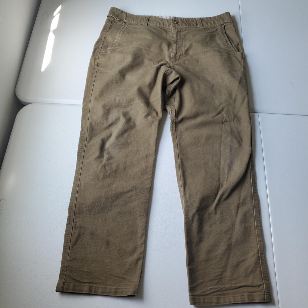 Duck Camp Pants Mens 36x28 Brown Canvas Stretch Straight Leg Workwear Outdoor